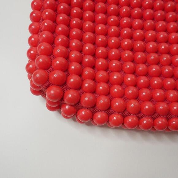 Vintage 60s Cherry Red Lucite Beaded Purse Bag Retro Mod VTG Jem Hong Kong SEE - Picture 6 of 12